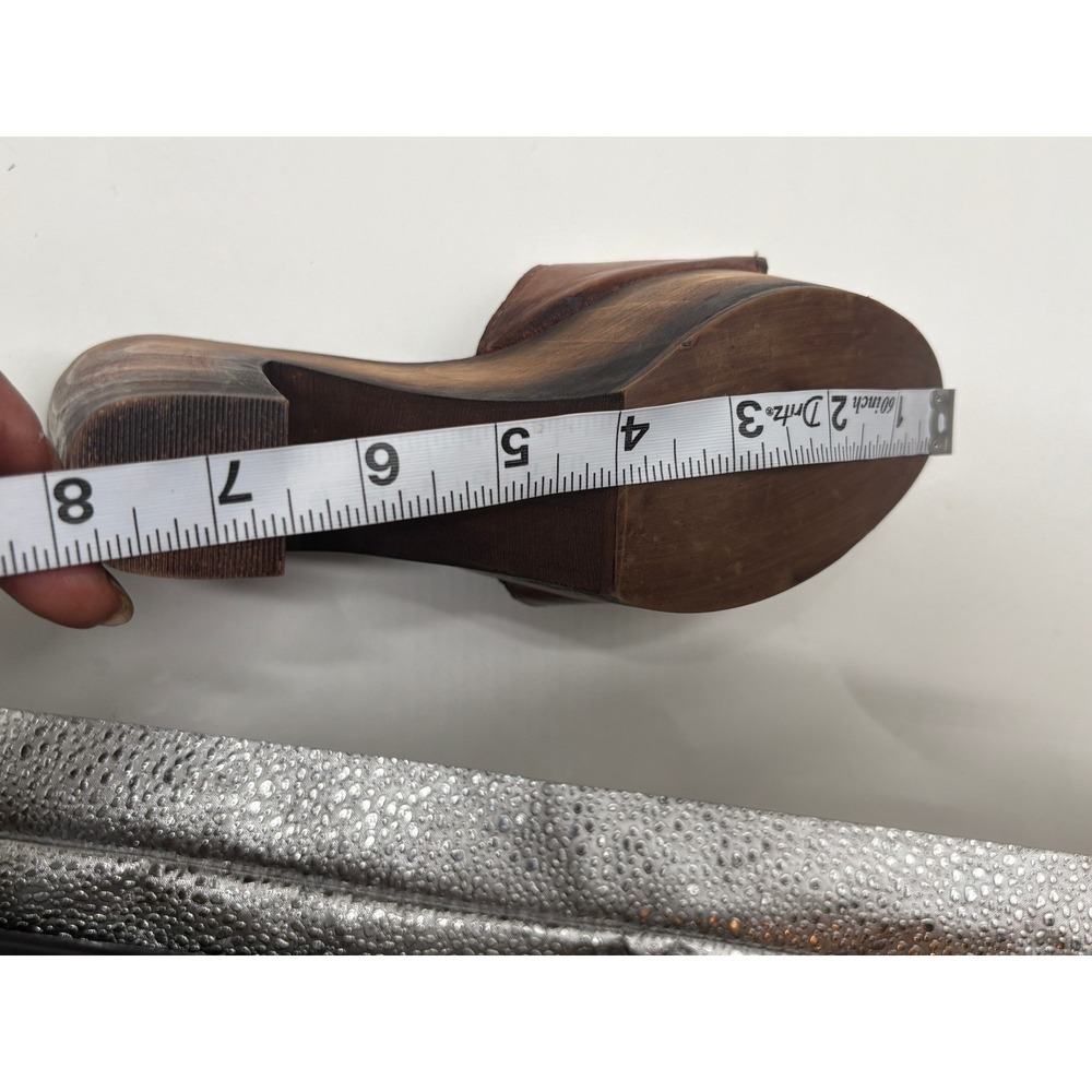 Freebird by Steven Cuba Tan Leather Wood Platform Clog Sandals Womens 7 FB-CUBA - Picture 14 of 14